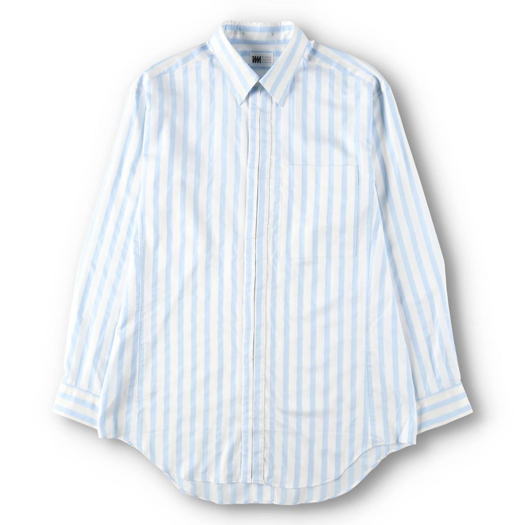 80s-90'S Issey Miyake IM Product Long-Sleeve Cotton Stripe Shirt, Men's Size M (approx.), Vintage cotton Blue type light blue Vintage Second Hand
