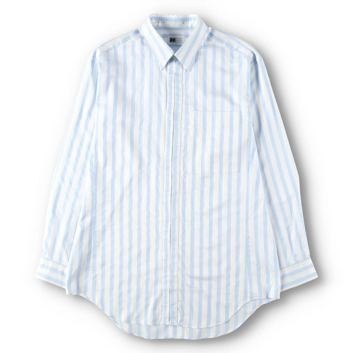 80s-90'S Issey Miyake IM Product Long-Sleeve Cotton Stripe Shirt, Men's Size M (approx.), Vintage cotton Blue type light blue Vintage Second Hand
