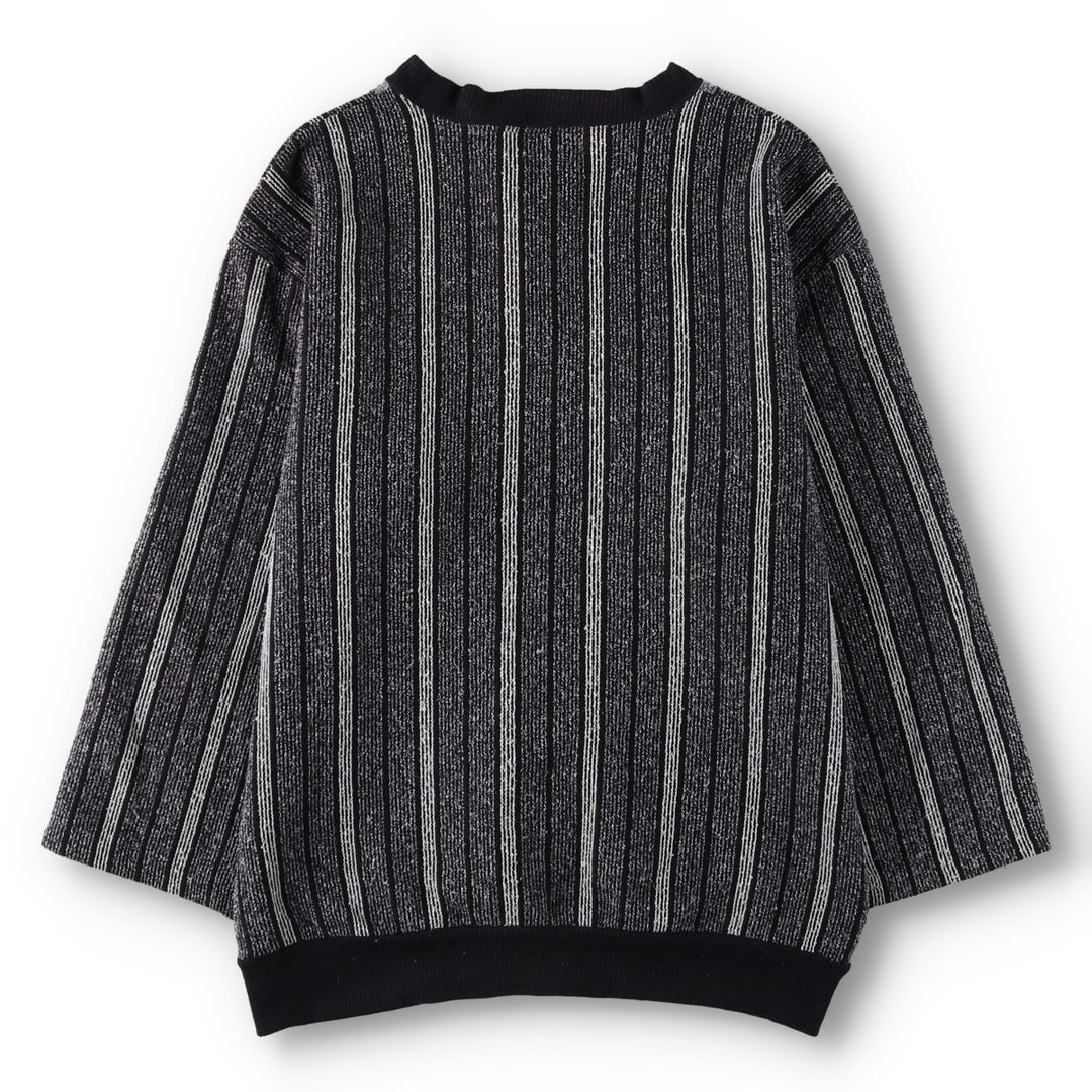 MCM Stripe Pattern Multi-Stripe Acrylic Knit Full-Zip Sweater, Men's Size M (approx.) acrylic gray type Vintage Second Hand
