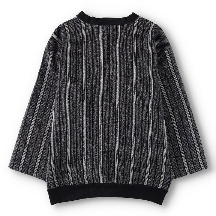 MCM Stripe Pattern Multi-Stripe Acrylic Knit Full-Zip Sweater, Men's Size M (approx.) acrylic gray type Vintage Second Hand