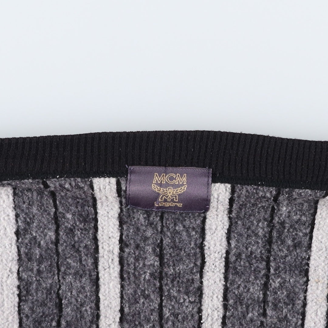 MCM Stripe Pattern Multi-Stripe Acrylic Knit Full-Zip Sweater, Men's Size M (approx.) acrylic gray type Vintage Second Hand