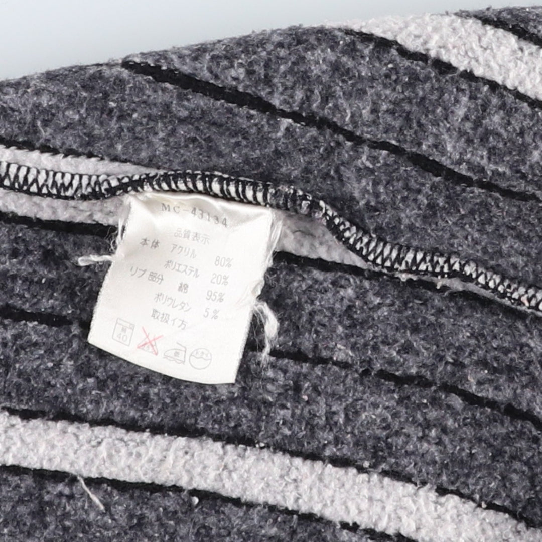 MCM Stripe Pattern Multi-Stripe Acrylic Knit Full-Zip Sweater, Men's Size M (approx.) acrylic gray type Vintage Second Hand