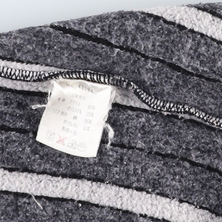MCM Stripe Pattern Multi-Stripe Acrylic Knit Full-Zip Sweater, Men's Size M (approx.) acrylic gray type Vintage Second Hand