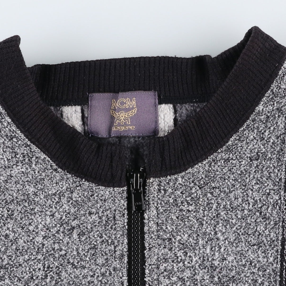 MCM Stripe Pattern Multi-Stripe Acrylic Knit Full-Zip Sweater, Men's Size M (approx.) acrylic gray type Vintage Second Hand