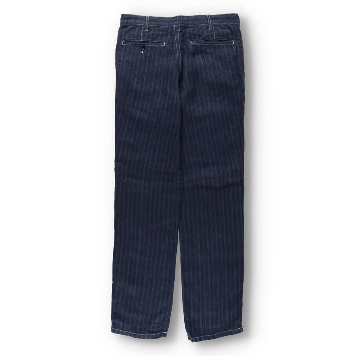 Comme des Garçons Homme Stripe Pattern Multi-Stripe Linen Pants, Men's Size W33 (approx.) linen navy blue type Vintage Second Hand