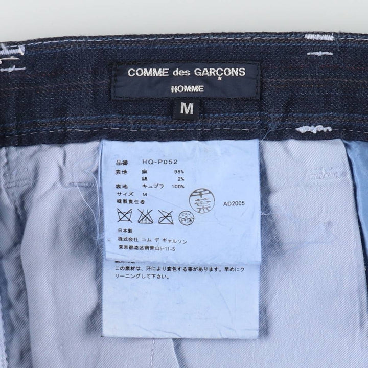 Comme des Garçons Homme Stripe Pattern Multi-Stripe Linen Pants, Men's Size W33 (approx.) linen navy blue type Vintage Second Hand