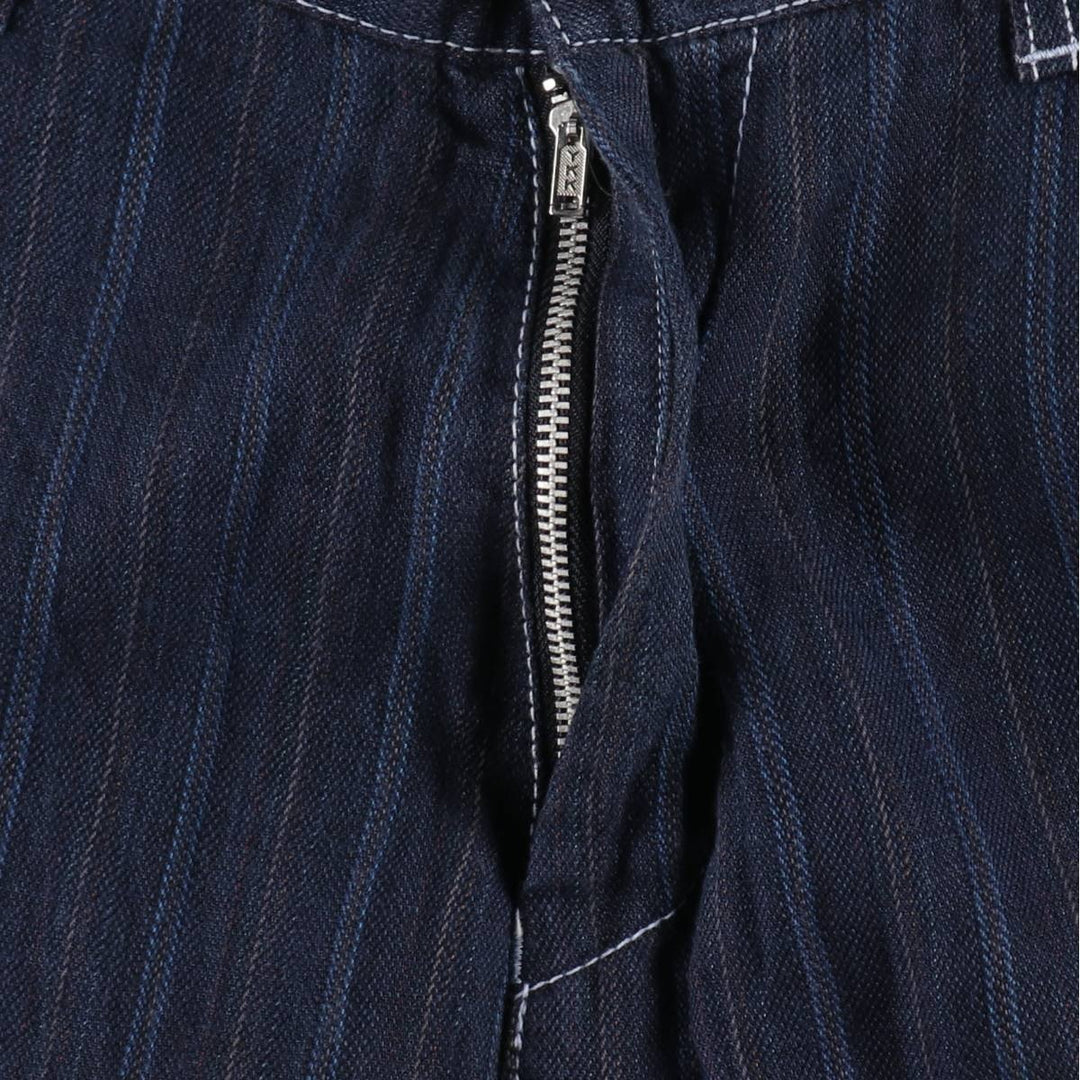 Comme des Garçons Homme Stripe Pattern Multi-Stripe Linen Pants, Men's Size W33 (approx.) linen navy blue type Vintage Second Hand
