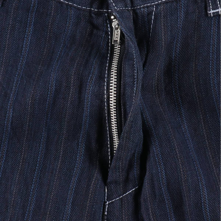 Comme des Garçons Homme Stripe Pattern Multi-Stripe Linen Pants, Men's Size W33 (approx.) linen navy blue type Vintage Second Hand