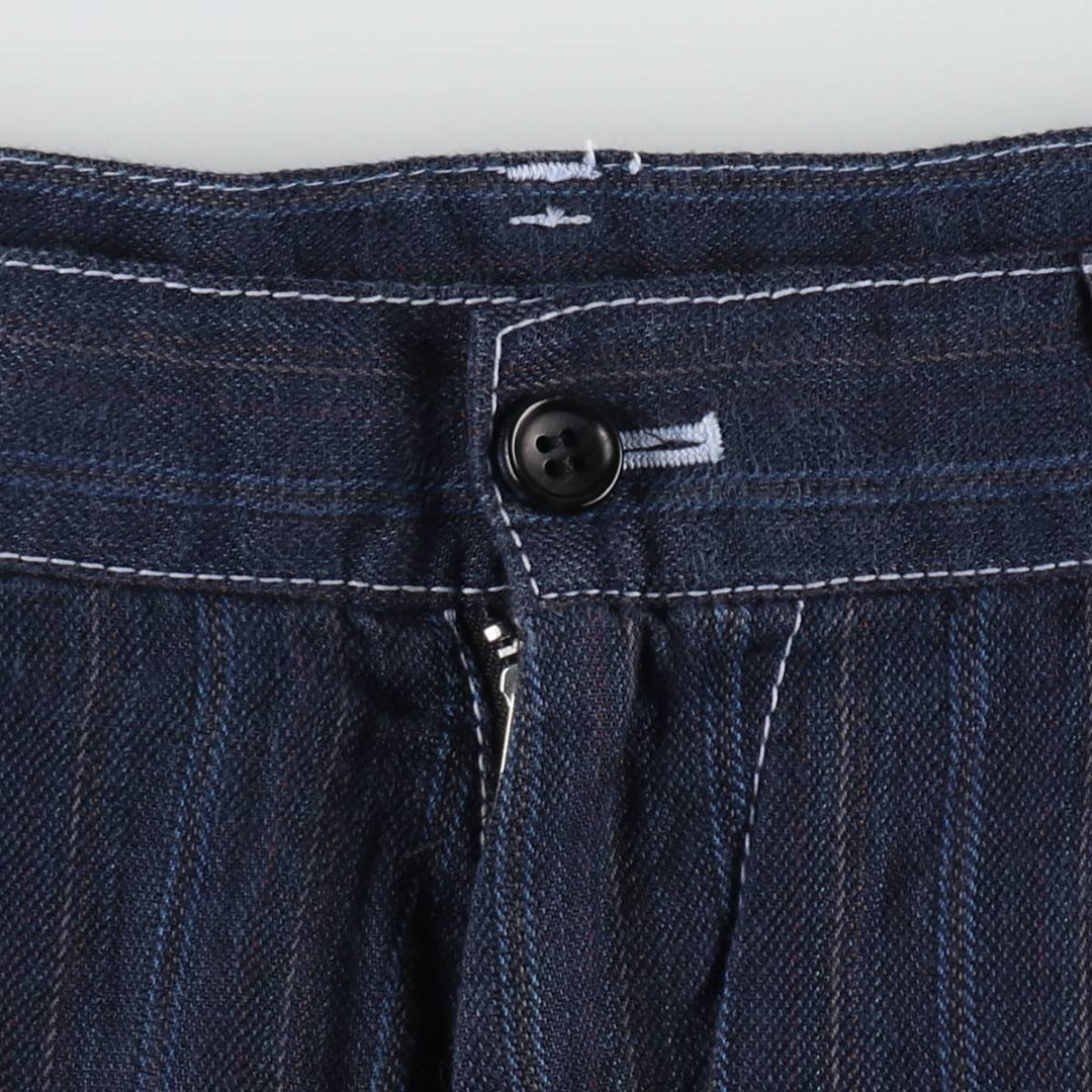 Comme des Garçons Homme Stripe Pattern Multi-Stripe Linen Pants, Men's Size W33 (approx.) linen navy blue type Vintage Second Hand