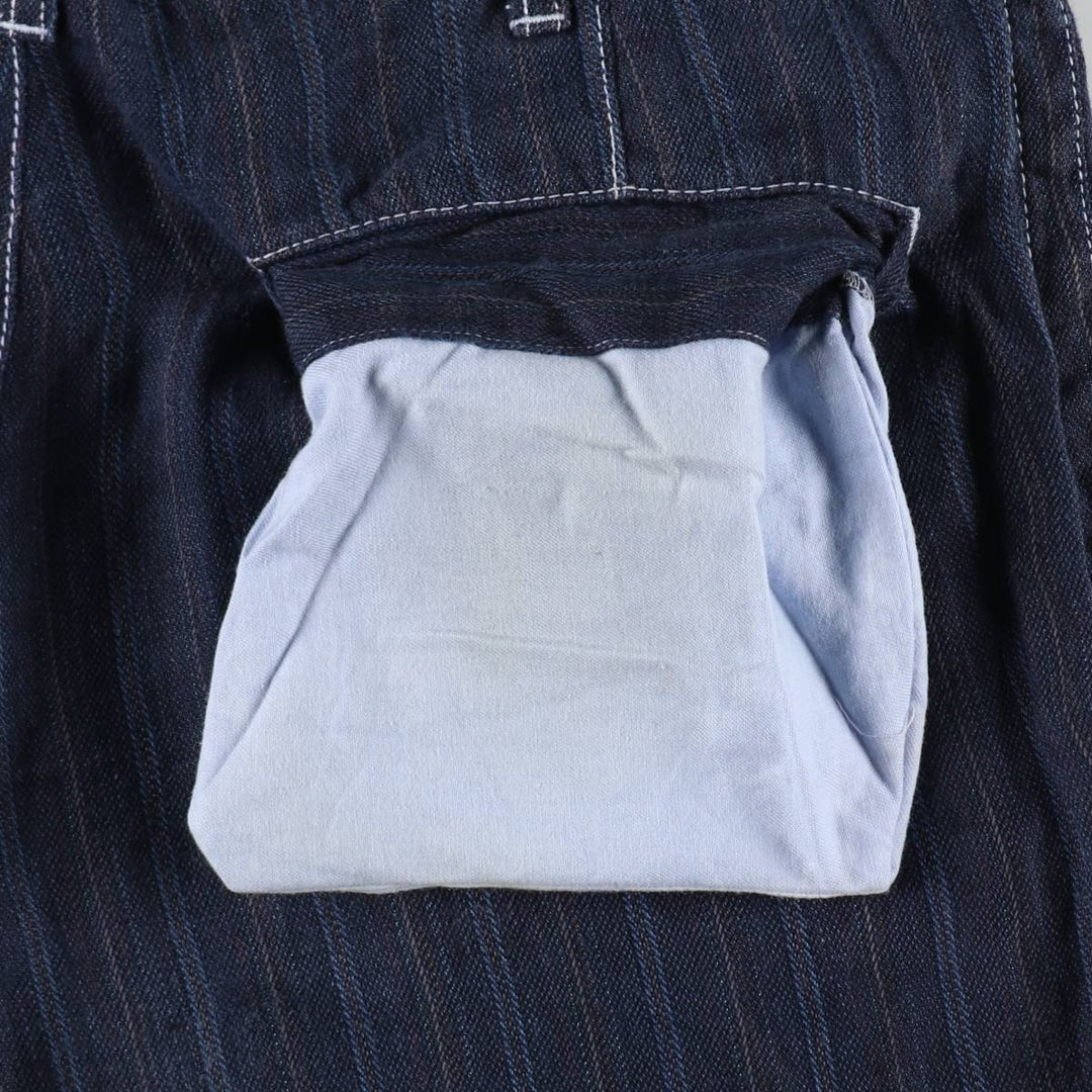 Comme des Garçons Homme Stripe Pattern Multi-Stripe Linen Pants, Men's Size W33 (approx.) linen navy blue type Vintage Second Hand