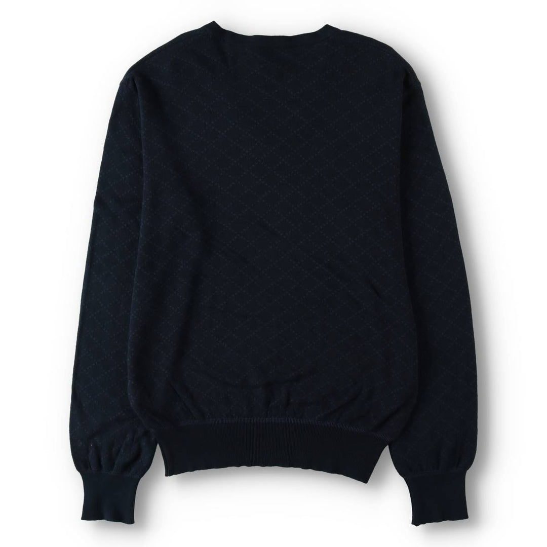 Gucci GUCCI Diamond Pattern V-neck Cotton Knit Sweater, Made in Italy, Men's Size S (approx.) cotton navy blue type Vintage Second Hand