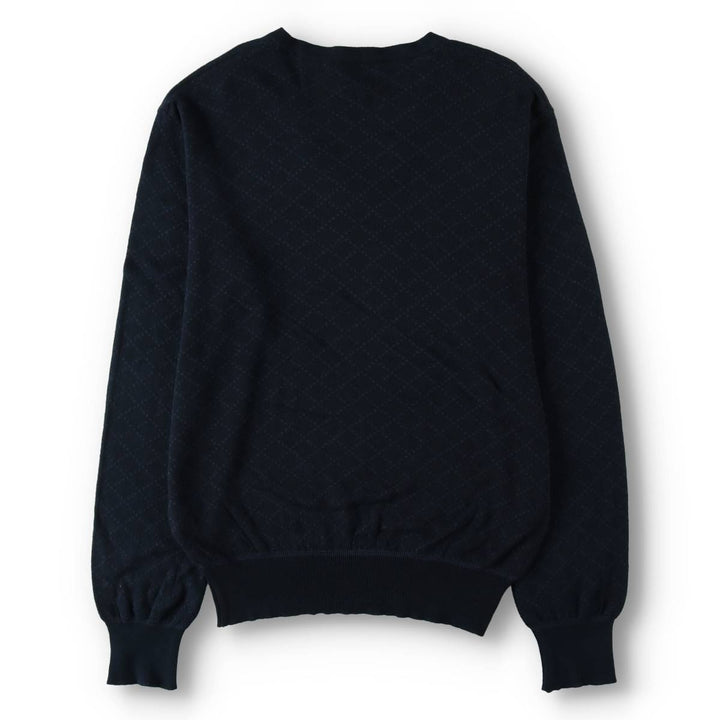 Gucci GUCCI Diamond Pattern V-neck Cotton Knit Sweater, Made in Italy, Men's Size S (approx.) cotton navy blue type Vintage Second Hand