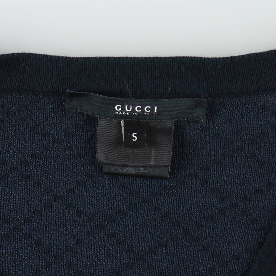 Gucci GUCCI Diamond Pattern V-neck Cotton Knit Sweater, Made in Italy, Men's Size S (approx.) cotton navy blue type Vintage Second Hand