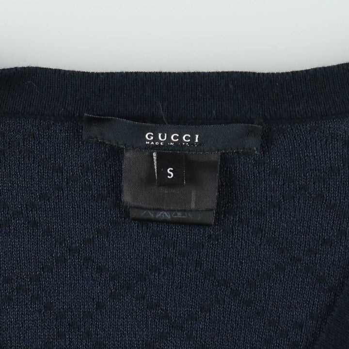 Gucci GUCCI Diamond Pattern V-neck Cotton Knit Sweater, Made in Italy, Men's Size S (approx.) cotton navy blue type Vintage Second Hand