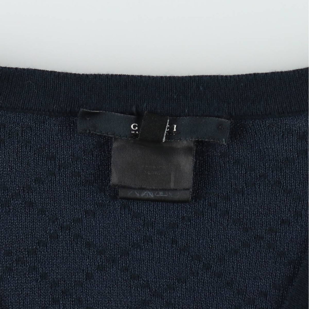Gucci GUCCI Diamond Pattern V-neck Cotton Knit Sweater, Made in Italy, Men's Size S (approx.) cotton navy blue type Vintage Second Hand