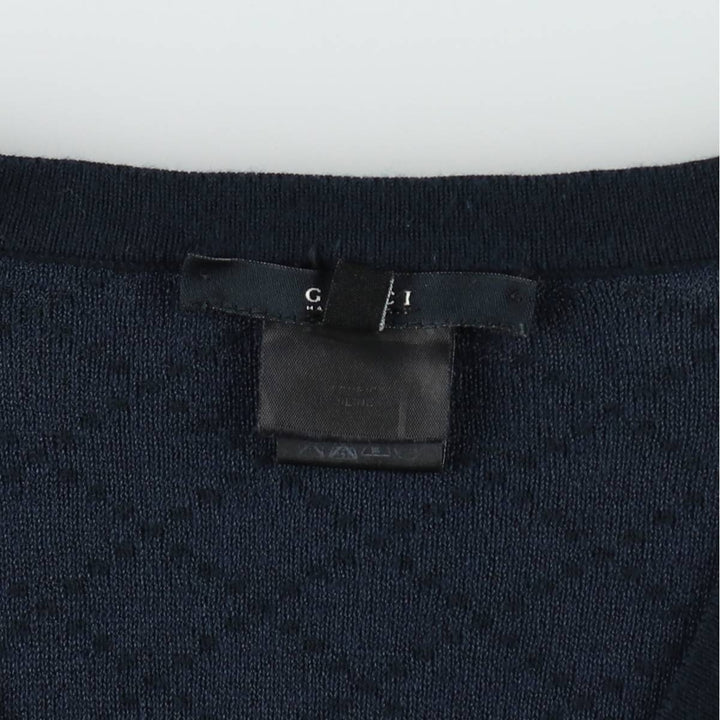 Gucci GUCCI Diamond Pattern V-neck Cotton Knit Sweater, Made in Italy, Men's Size S (approx.) cotton navy blue type Vintage Second Hand