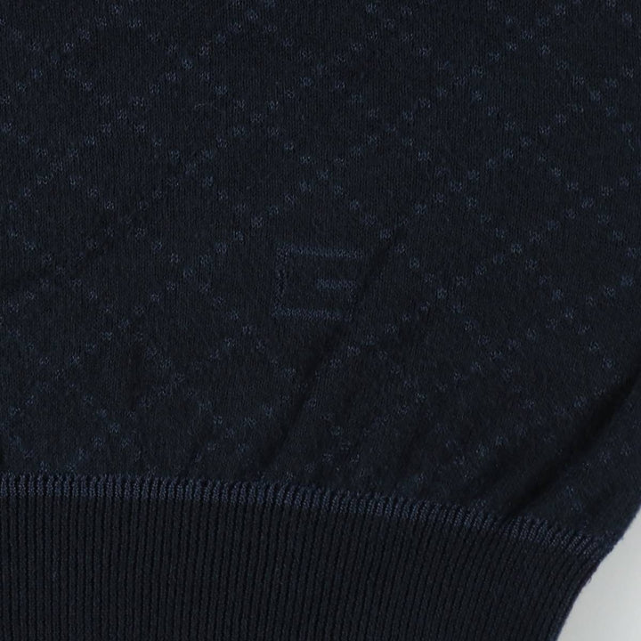 Gucci GUCCI Diamond Pattern V-neck Cotton Knit Sweater, Made in Italy, Men's Size S (approx.) cotton navy blue type Vintage Second Hand