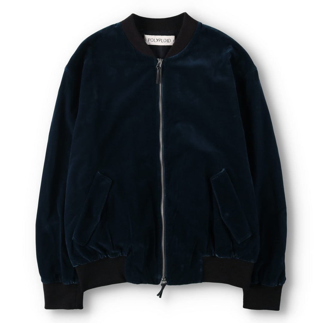 POLYPLOID Velour Cotton Blouson, Men's Size XL cotton navy blue type Vintage Second Hand