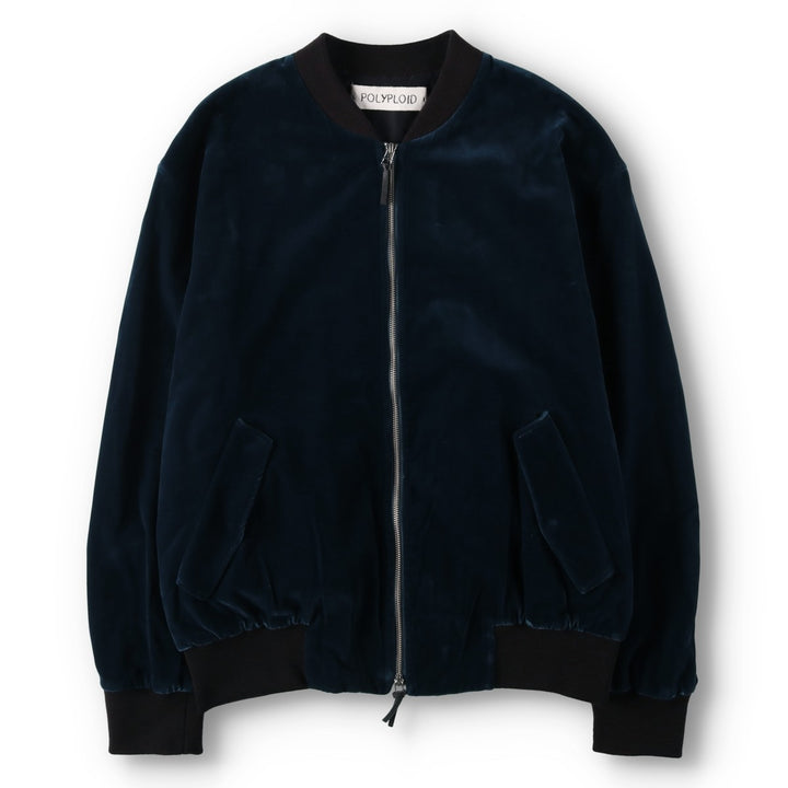 POLYPLOID Velour Cotton Blouson, Men's Size XL cotton navy blue type Vintage Second Hand