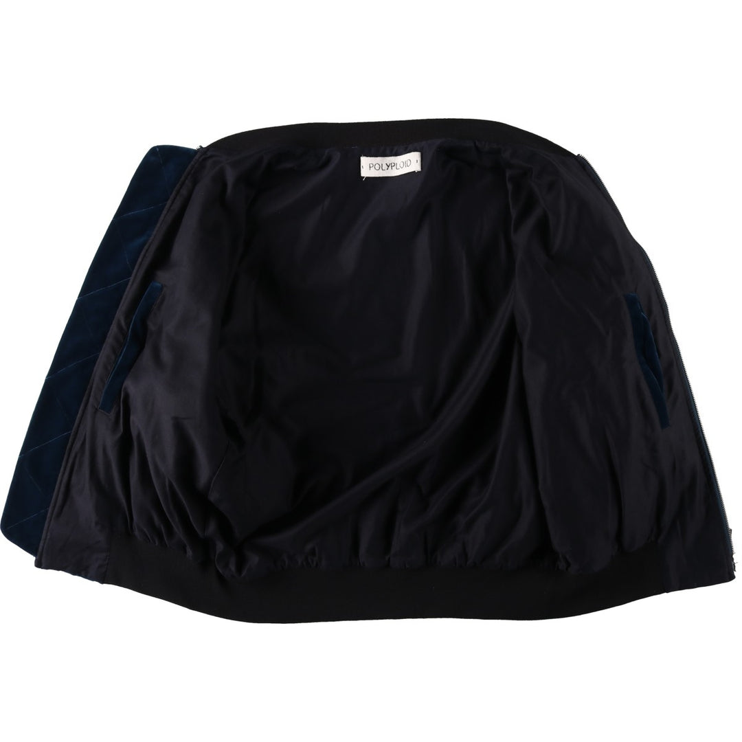 POLYPLOID Velour Cotton Blouson, Men's Size XL cotton navy blue type Vintage Second Hand