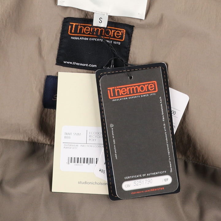 Brand new, unused Studio Nicholson padded vest, men's size S (approx.). Nylon Beige type Vintage Second Hand