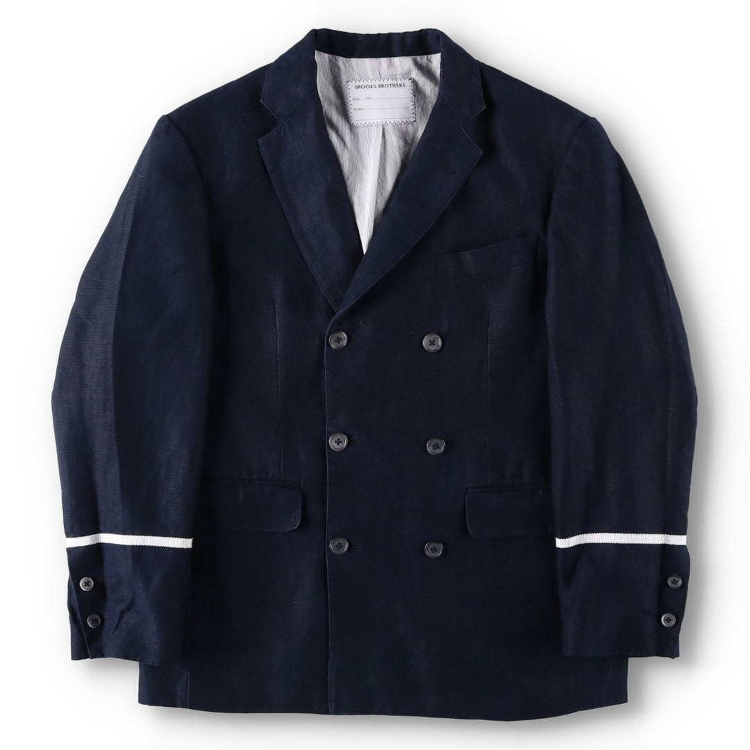 Black Fleece by Brooks Brothers Double-Breasted Linen Tailored Jacket, Men's Size M (approx.) linen navy blue type Vintage Second Hand