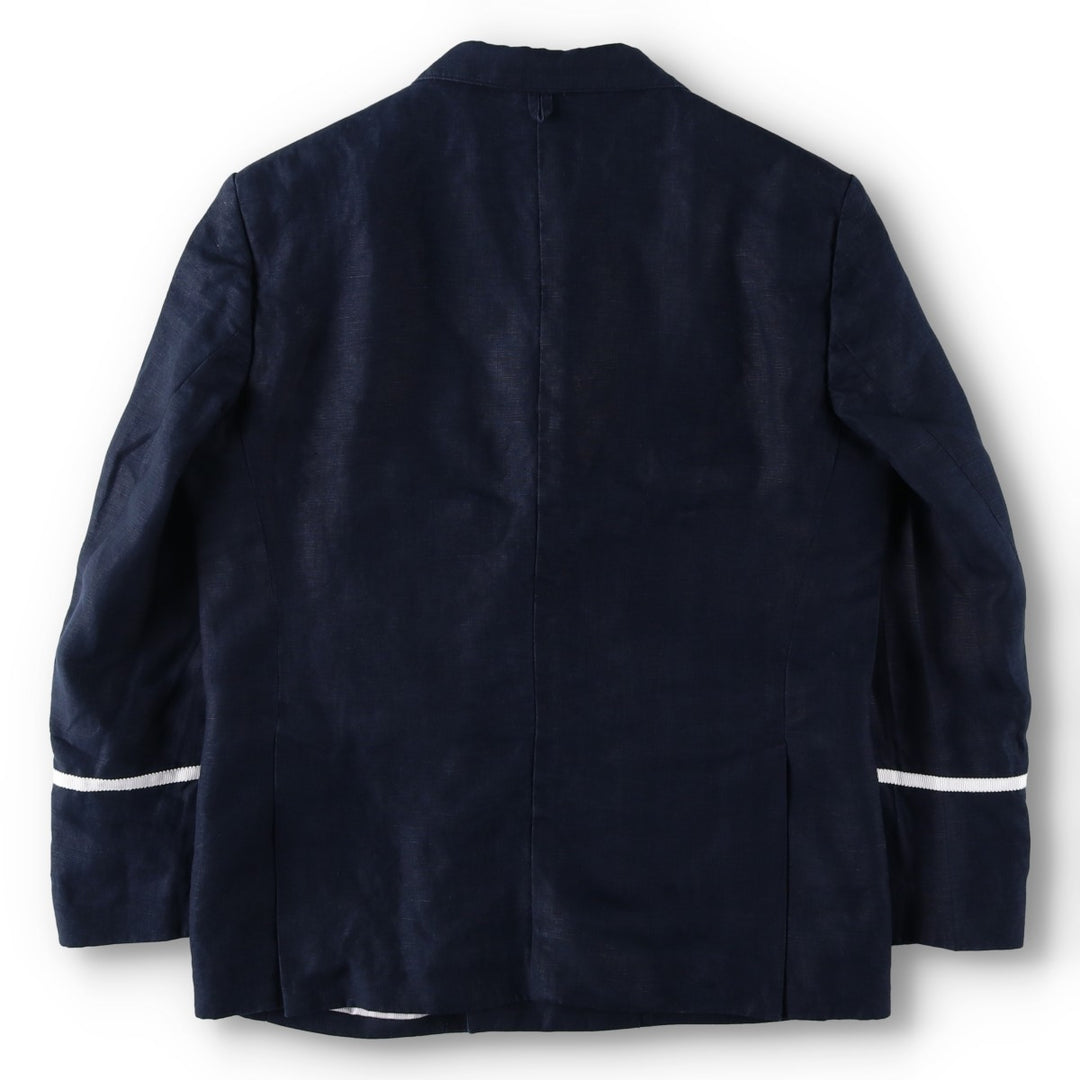 Black Fleece by Brooks Brothers Double-Breasted Linen Tailored Jacket, Men's Size M (approx.) linen navy blue type Vintage Second Hand