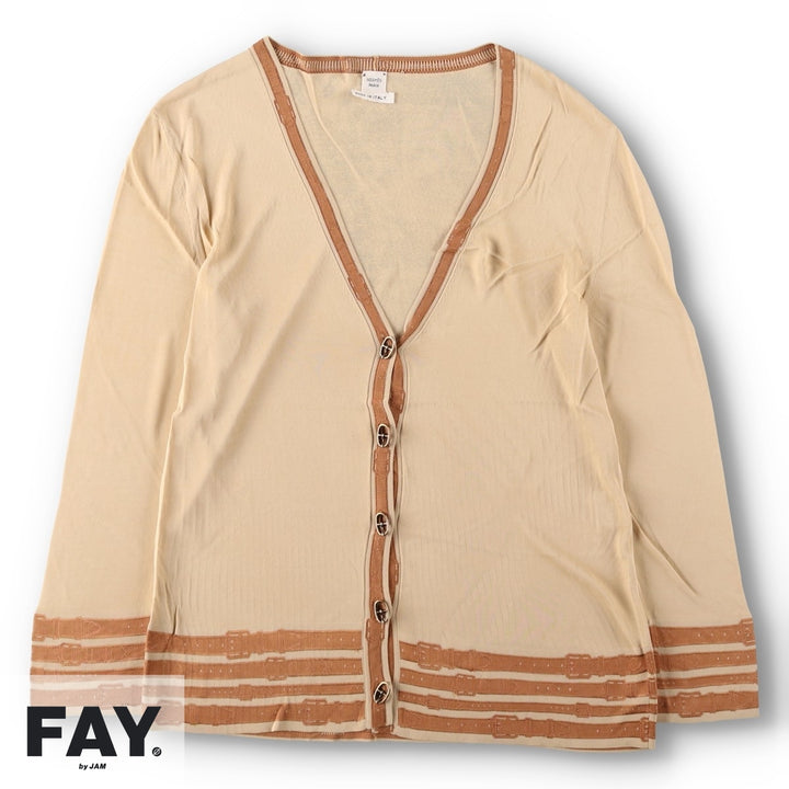 Hermes HERMES PARIS all-over print cardigan, made in Italy, women's size M equivalent. Rayon Beige type Vintage Second Hand