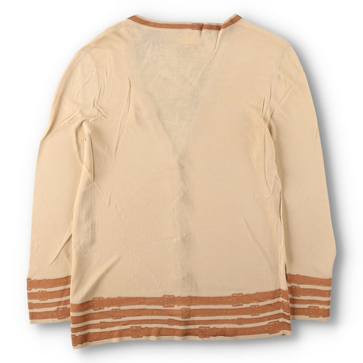 Hermes HERMES PARIS all-over print cardigan, made in Italy, women's size M equivalent. Rayon Beige type Vintage Second Hand