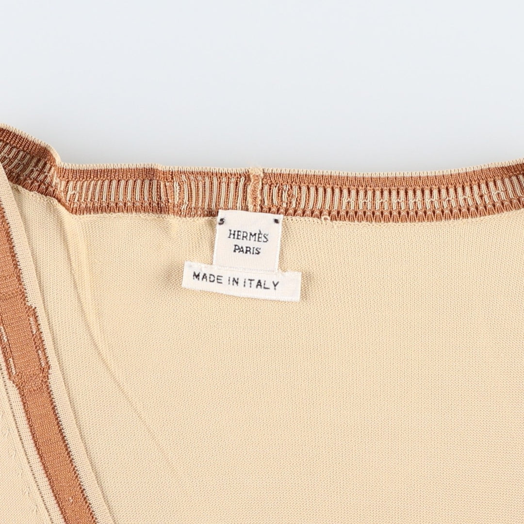 Hermes HERMES PARIS all-over print cardigan, made in Italy, women's size M equivalent. Rayon Beige type Vintage Second Hand