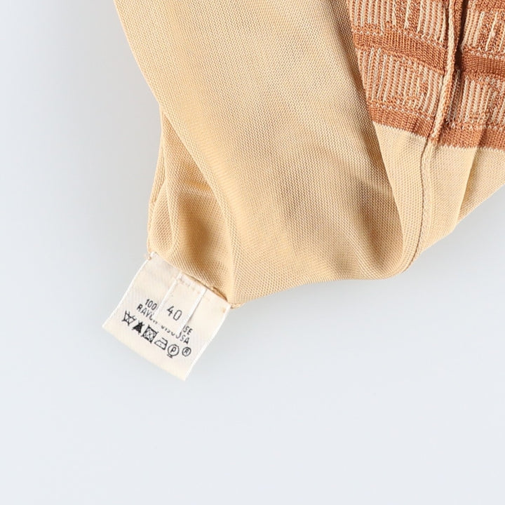 Hermes HERMES PARIS all-over print cardigan, made in Italy, women's size M equivalent. Rayon Beige type Vintage Second Hand