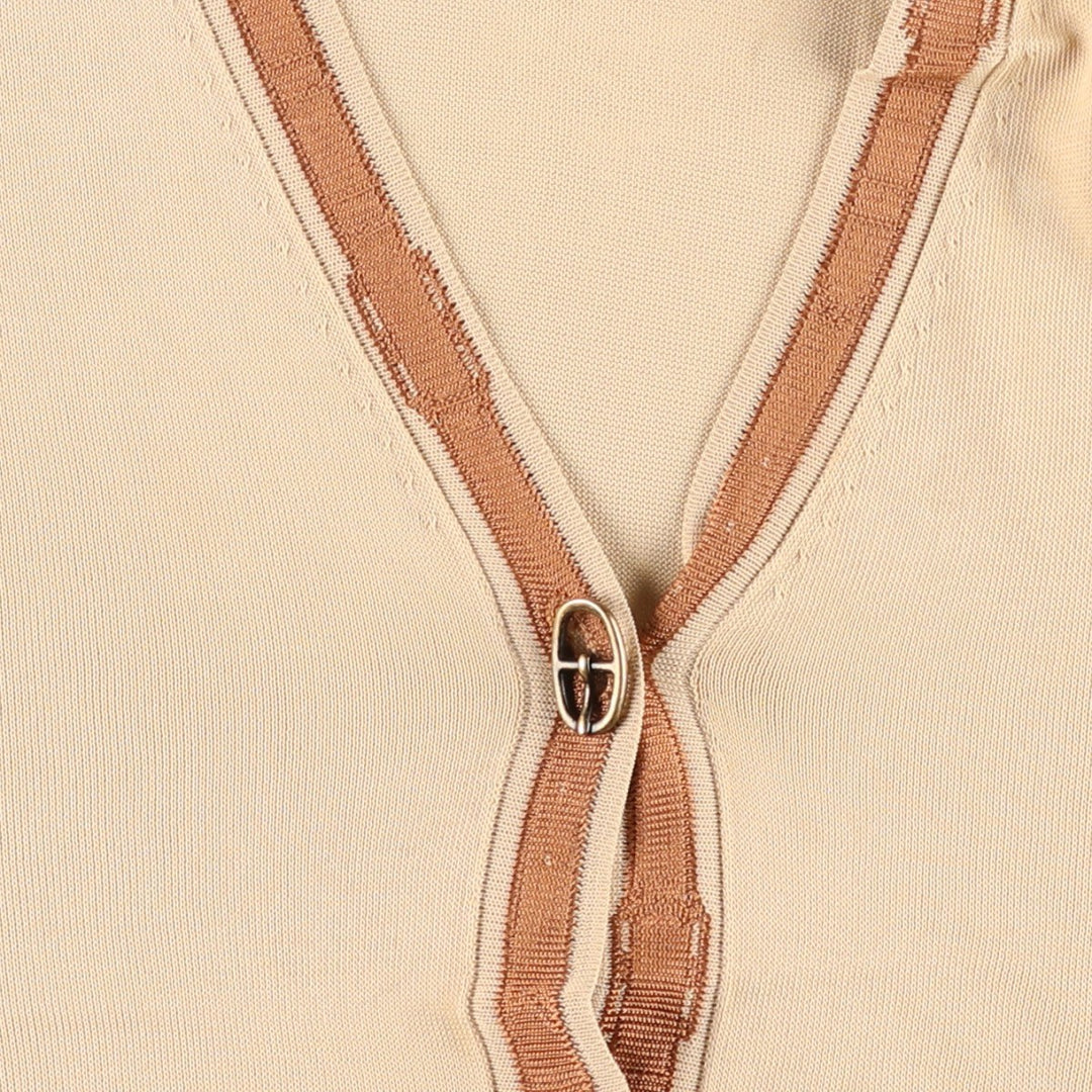 Hermes HERMES PARIS all-over print cardigan, made in Italy, women's size M equivalent. Rayon Beige type Vintage Second Hand