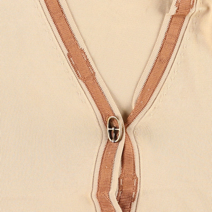 Hermes HERMES PARIS all-over print cardigan, made in Italy, women's size M equivalent. Rayon Beige type Vintage Second Hand