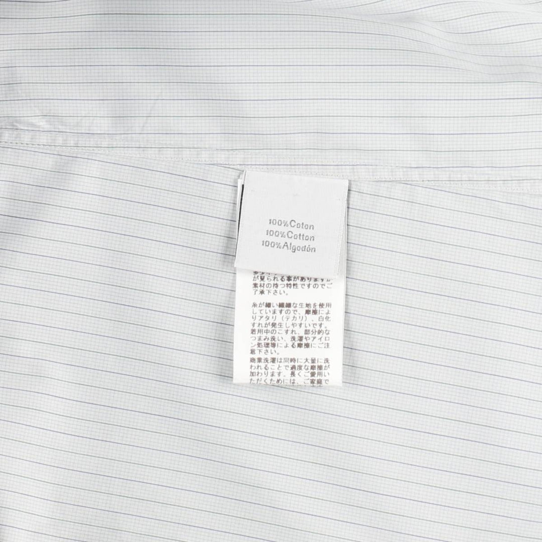 Hermes wide-collar long-sleeved cotton striped shirt, made in France, men's size M equivalent. cotton Blue type light blue Vintage Second Hand