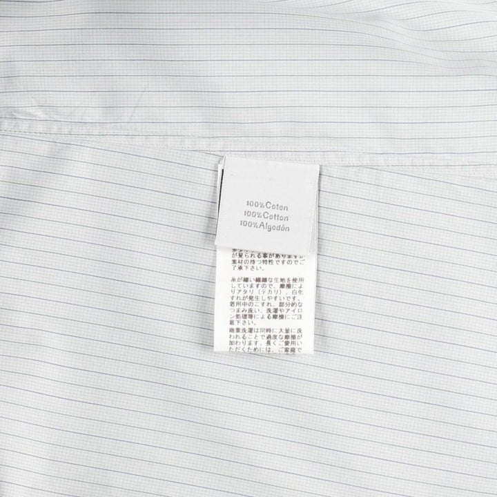 Hermes wide-collar long-sleeved cotton striped shirt, made in France, men's size M equivalent. cotton Blue type light blue Vintage Second Hand