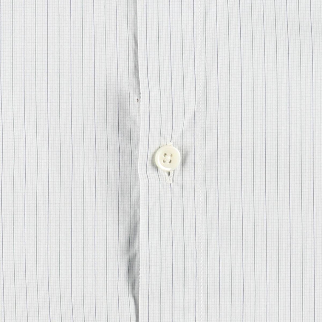 Hermes wide-collar long-sleeved cotton striped shirt, made in France, men's size M equivalent. cotton Blue type light blue Vintage Second Hand