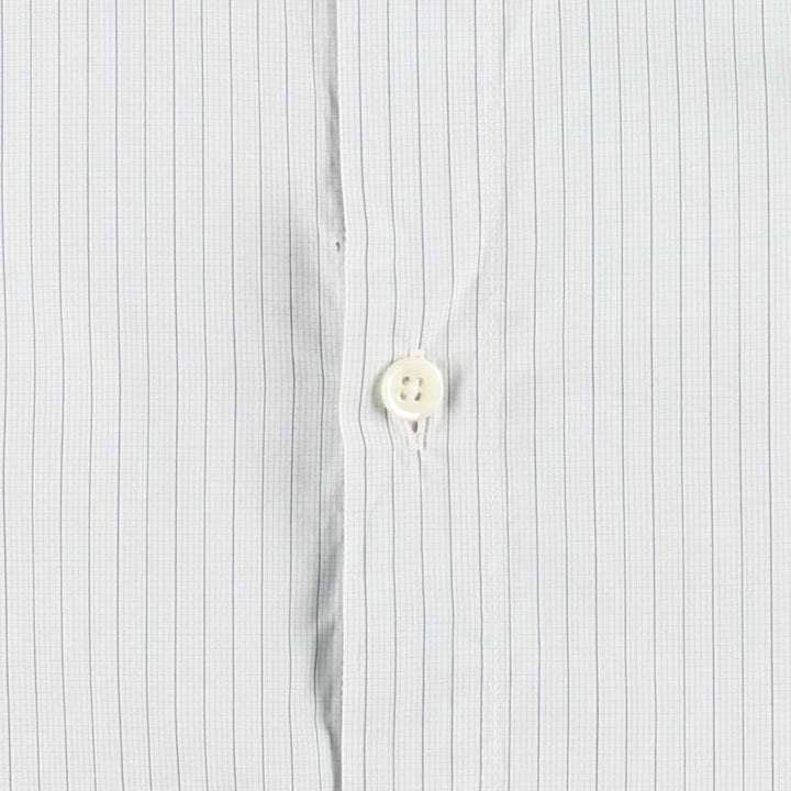 Hermes wide-collar long-sleeved cotton striped shirt, made in France, men's size M equivalent. cotton Blue type light blue Vintage Second Hand
