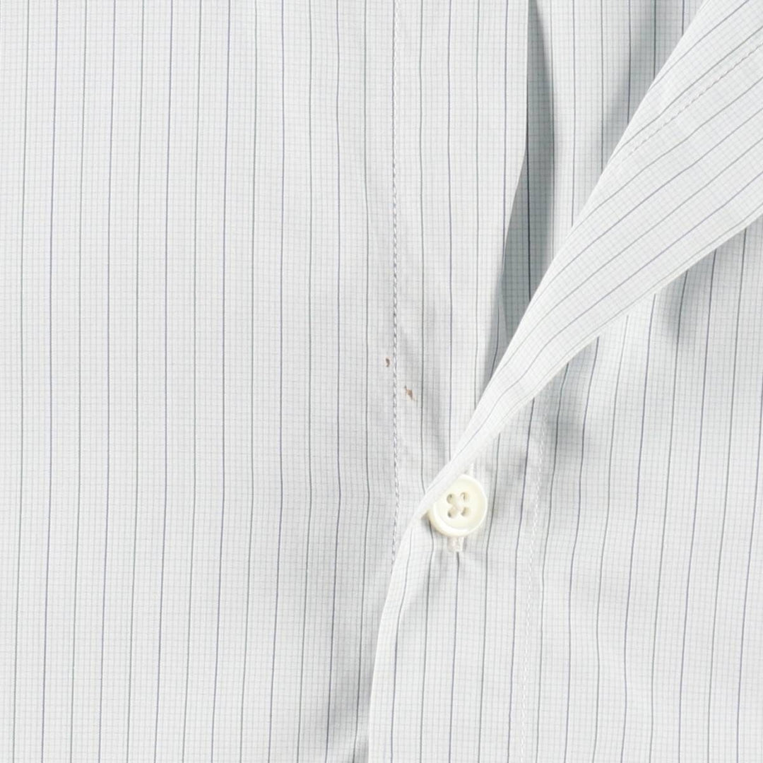 Hermes wide-collar long-sleeved cotton striped shirt, made in France, men's size M equivalent. cotton Blue type light blue Vintage Second Hand