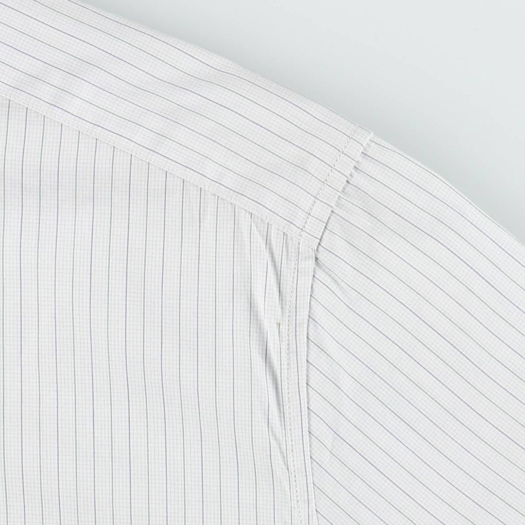 Hermes wide-collar long-sleeved cotton striped shirt, made in France, men's size M equivalent. cotton Blue type light blue Vintage Second Hand