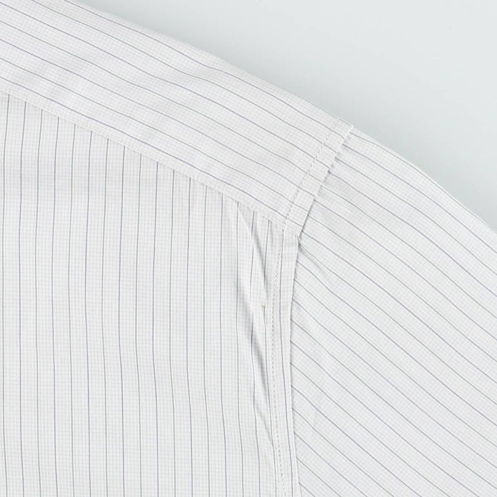 Hermes wide-collar long-sleeved cotton striped shirt, made in France, men's size M equivalent. cotton Blue type light blue Vintage Second Hand