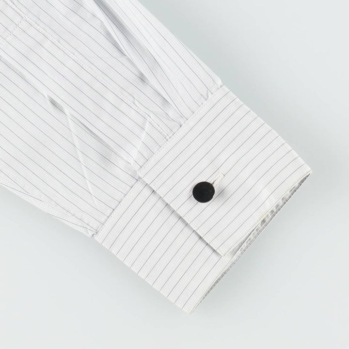 Hermes wide-collar long-sleeved cotton striped shirt, made in France, men's size M equivalent. cotton Blue type light blue Vintage Second Hand