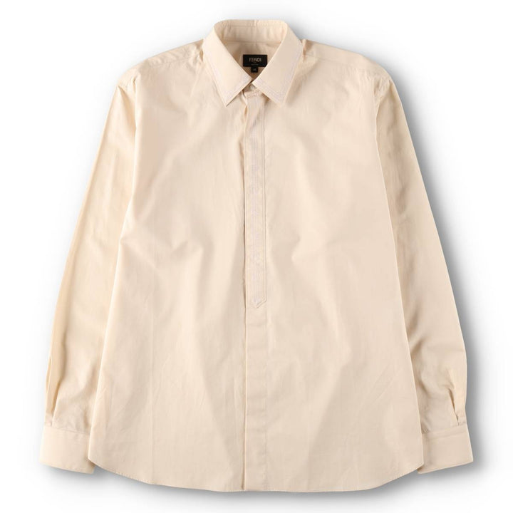 Fendi ROMA long-sleeved cotton shirt, made in Italy, men's size L equivalent. cotton unbleached Vintage Second Hand