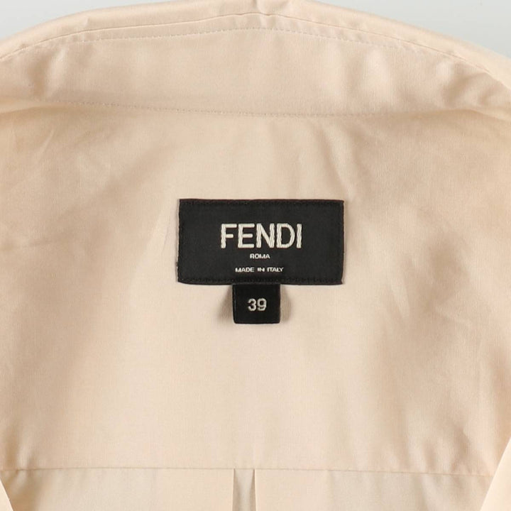Fendi ROMA long-sleeved cotton shirt, made in Italy, men's size L equivalent. cotton unbleached Vintage Second Hand