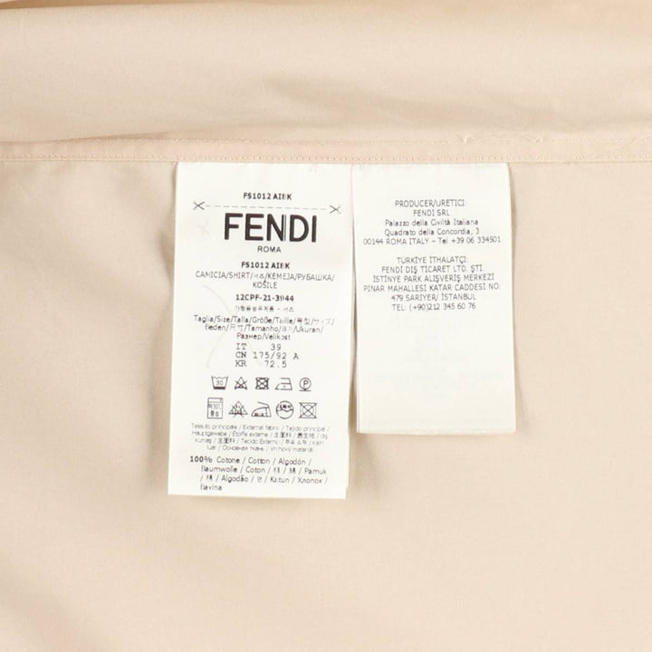 Fendi ROMA long-sleeved cotton shirt, made in Italy, men's size L equivalent. cotton unbleached Vintage Second Hand