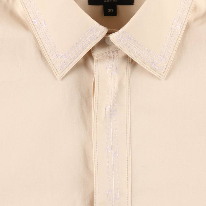 Fendi ROMA long-sleeved cotton shirt, made in Italy, men's size L equivalent. cotton unbleached Vintage Second Hand